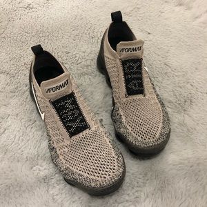 Nike Vapormax Flyknit Beige and Black Athletic Shoes